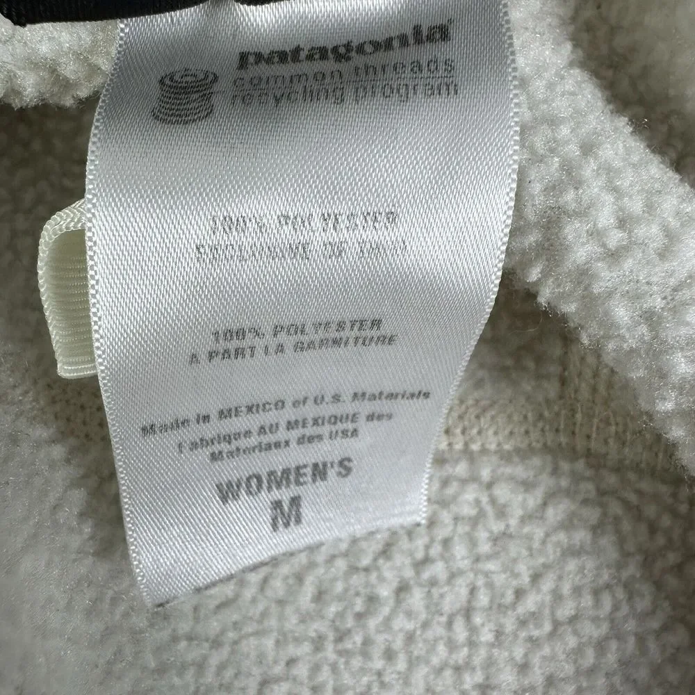 Patagonia Synchilla Jacket Women Medium Ivory 1/4 Zip Casual Hiking Outdoor READ - Picture 5 of 10